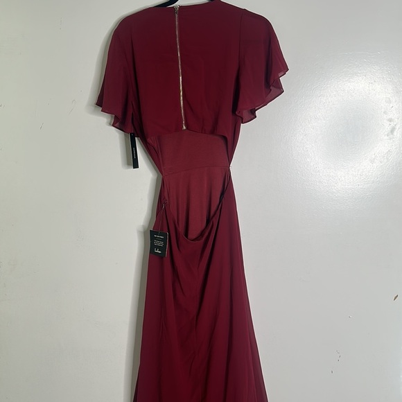 Lulus burgundy cut out waist maxi dress size small new bridesmaid - Picture 4 of 11